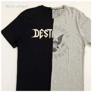 ⬇️25 NWT The Rail Dual Two Tone Split Graphic Tee